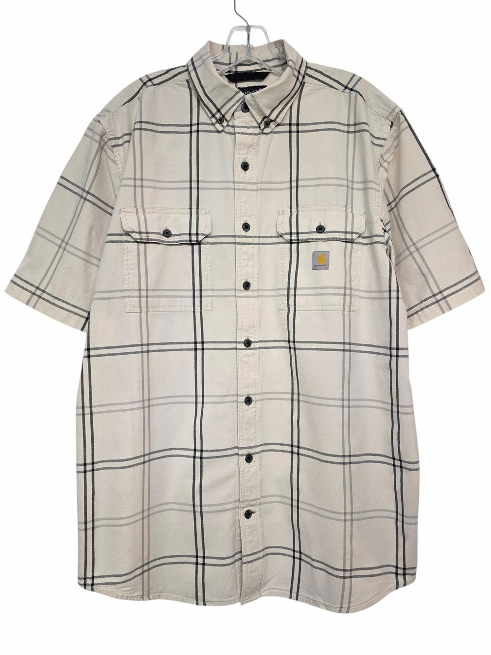 Carhartt Loose Fit Plaid Button Down Shirt L Tall Short Sleeve Cotton Workwear